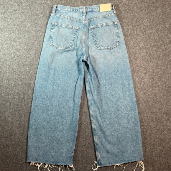 Citizens of Humanity Ayla Wide Leg Crop Jeans Distressed Frayed Hem Denim Sz 28 - Picture 2 of 13